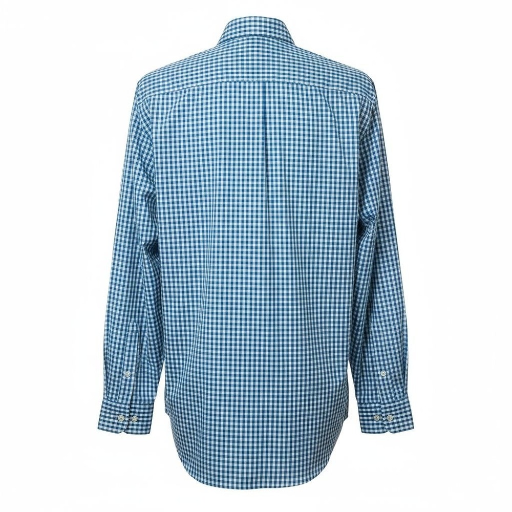Brooks Brothers Madison Mens L Blue Gingham Checkered Button Down Shirt Non Iron - Picture 2 of 9